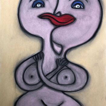 Рисунок под названием "Soeurs Siamoises" - Sidelma Castro, Подлинное произведение искусства, Мел