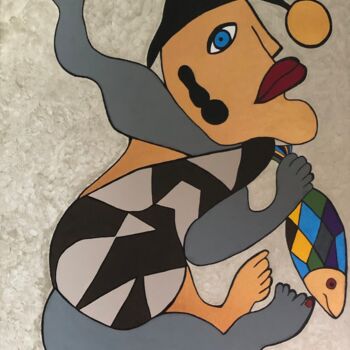 Pintura intitulada "Le pêcheur" por Sidelma Castro, Obras de arte originais, Acrílico
