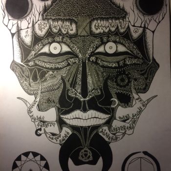 Drawing titled "The Enlightened one" by Sergey Tettsoev, Original Artwork, Ink
