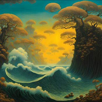 Digitale Kunst getiteld "The sea" door Sid, Origineel Kunstwerk, AI gegenereerde afbeelding