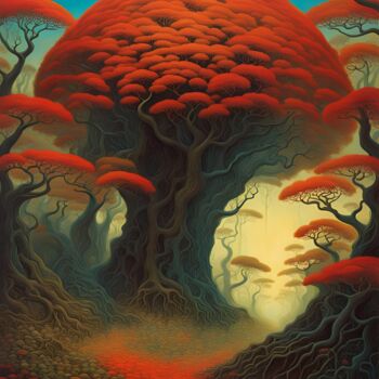Arte digital titulada "Enigmatic tree" por Sid, Obra de arte original, Imagen generada por IA