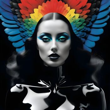 Arts numériques intitulée "Queen in Feather" par Sid, Œuvre d'art originale, Image générée par l'IA