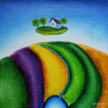 Картина под названием "Над полями" - Олег Сидоров, Подлинное произведение искусства, Масло