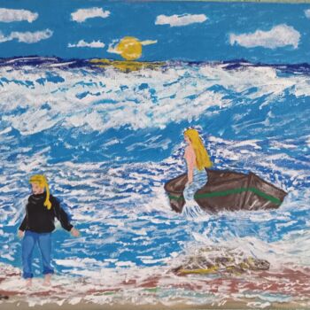 Pintura intitulada "Sobre la playa" por Mario Hernández Saavedra, Obras de arte originais, Acrílico