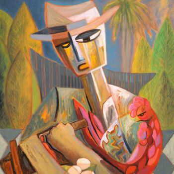 Painting titled "El Tabaquero.jpg" by Dania Sierra, Original Artwork, Oil