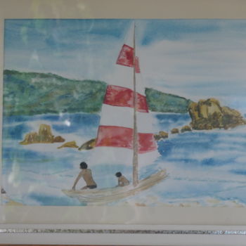 Peinture intitulée "Man, Boy and Boat" par Sieglinde (Siggy) Margarete Schitter, Œuvre d'art originale, Aquarelle