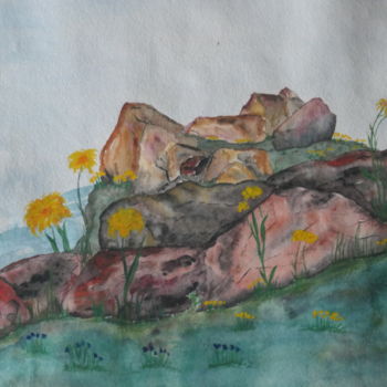 Peinture intitulée "Rock and Flower" par Sieglinde (Siggy) Margarete Schitter, Œuvre d'art originale, Acrylique