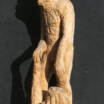 Sculpture titled "Ape-Man (side view)" by Sieglinde (Siggy) Margarete Schitter, Original Artwork, Wood