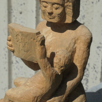 Sculpture titled "The Reader-1" by Sieglinde (Siggy) Margarete Schitter, Original Artwork, Wood