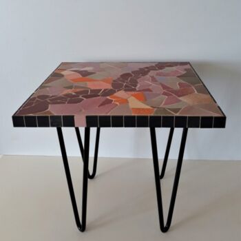 Design intitulée "Table basse en émau…" par Signature Mosaique ®, Œuvre d'art originale, Meuble