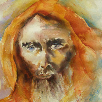 Peinture intitulée "LE VIEIL HINDOU" par Lisa, Œuvre d'art originale, Aquarelle