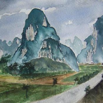 Painting titled "Sur la route de Yan…" by Thierry Jacolet, Original Artwork