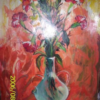 Peinture intitulée "vase de fleures" par Nymphea, Œuvre d'art originale, Huile