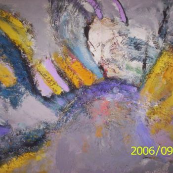Peinture intitulée "jaune et violé" par Nymphea, Œuvre d'art originale, Huile