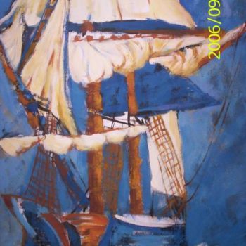 Peinture intitulée "bateau" par Nymphea, Œuvre d'art originale, Autre