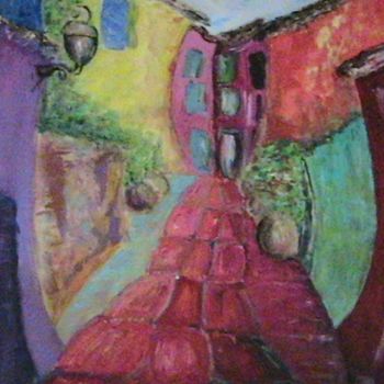 Peinture intitulée "ruelle de chateuneuf" par Siham Khammassi, Œuvre d'art originale