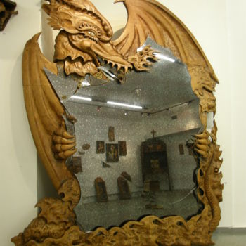 Γλυπτική με τίτλο "The Dragon Crush Th…" από Siko, Αυθεντικά έργα τέχνης, Ξύλο