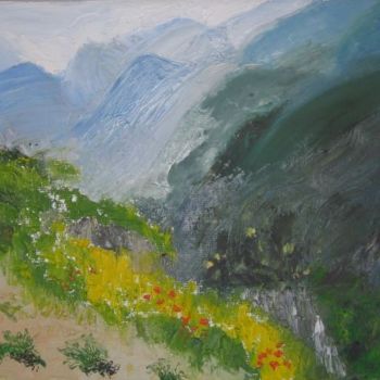 Peinture intitulée "Sentier de montagne" par Nicole Delaplace, Œuvre d'art originale