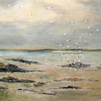 Painting titled "Oiseaux de mer" by Nicole Delaplace, Original Artwork