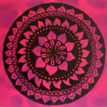 Painting titled "Mandala in pink und…" by Silke Aschhoff, Original Artwork, Acrylic