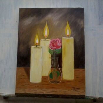 Painting titled "Cirios con rosa" by Silo, Original Artwork, Other