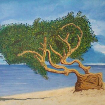 Schilderij getiteld "Playa del Caribe -…" door Silo, Origineel Kunstwerk, Olie