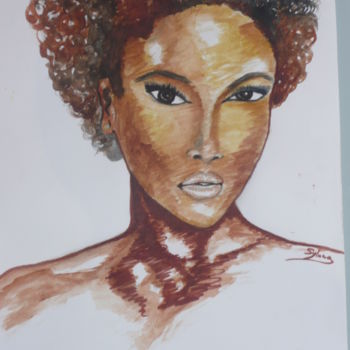 Painting titled "ma métisse" by Si Lu, Original Artwork, Watercolor