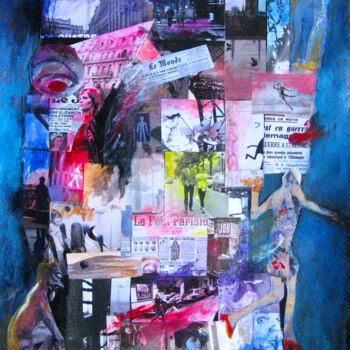 Collages titled "PARIS" by Silva Nironi, Original Artwork, Collages Mounted on Other rigid panel