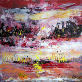 Картина под названием "CITY SUNSET" - Silva Nironi, Подлинное произведение искусства, Акрил Установлен на Деревянная рама дл…