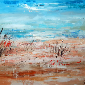 Painting titled "WINDY BEACH" by Silva Nironi, Original Artwork, Acrylic Mounted on Wood Stretcher frame
