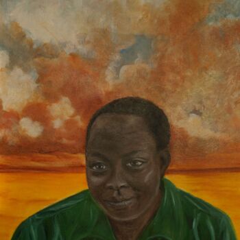 Painting titled "L'uomo del Kenya" by Silvana Gatti, Original Artwork, Oil Mounted on Wood Stretcher frame