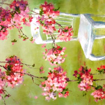 Pintura intitulada "Cerejeiras" por Silvana Oliveira, Obras de arte originais, Tinta