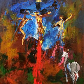Pittura intitolato "LA CROCIFISSIONE de…" da Silvano Battimiello, Opera d'arte originale, Acrilico