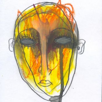 Drawing titled "Yellow black tears" by Angelo Magno, Original Artwork