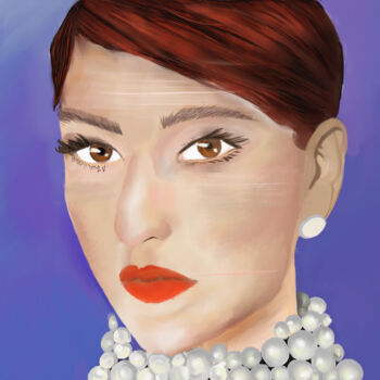 Arte digitale intitolato "donna con collana d…" da Silvia Baldi, Opera d'arte originale, Pittura digitale