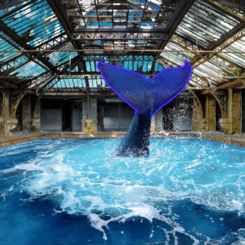 Arts numériques intitulée "Blu whale water pool" par Silvia Baldi, Œuvre d'art originale, Travail numérique 2D