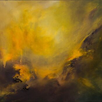 Painting titled "Dawn, But Almost" by Silvia Cherni, Original Artwork, Oil Mounted on Wood Stretcher frame