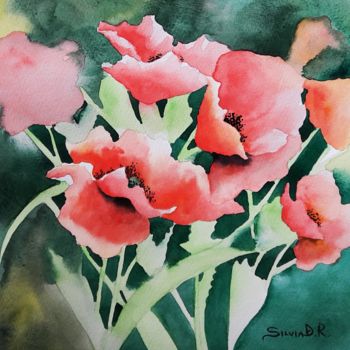 Pittura intitolato "Poppies" da Silvia D.R., Opera d'arte originale