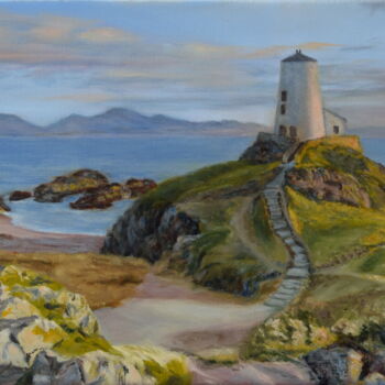 Painting titled "Lighthouse" by Silvia Habán, Original Artwork, Oil