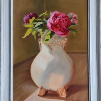 Painting titled "Peonies" by Silvia Habán, Original Artwork, Oil