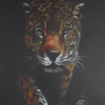 Drawing titled "Leopardo" by Silvia Pellicciari, Original Artwork, Conté
