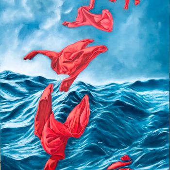 Malarstwo zatytułowany „Maglietta rossa, Ma…” autorstwa Silvia Rea, Oryginalna praca, Olej