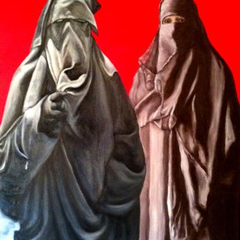 Pittura intitolato "donne-in-nero" da Silvia Rea, Opera d'arte originale, Olio