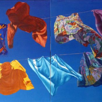 Peinture intitulée "movimento-colorato.…" par Silvia Rea, Œuvre d'art originale, Huile
