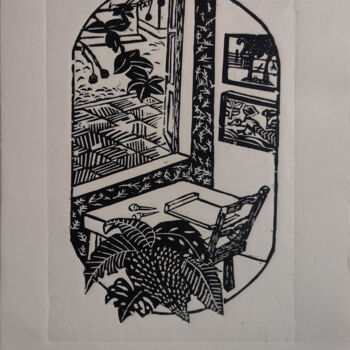 Prenten & gravures getiteld "Mi taller" door Silvia Valdano, Origineel Kunstwerk, Xylograaf