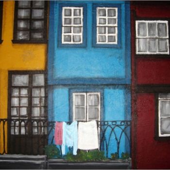Pintura titulada "Casas do Cubo da Ri…" por Sílvia Barbosa, Obra de arte original