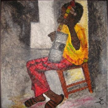 Pintura titulada "Negro com violão" por Sílvia Barbosa, Obra de arte original