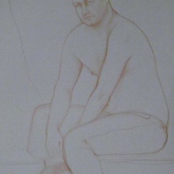 Pintura intitulada "seduto a torso nudo" por Silvia Benfenati, Obras de arte originais, Óleo