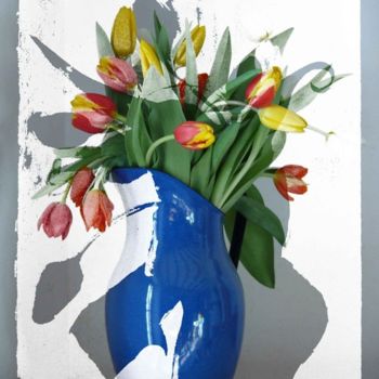 Arte digitale intitolato "tulipani in un vaso…" da Silvia Benfenati, Opera d'arte originale, Fotomontaggio