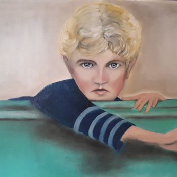 Painting titled "il bambino biondo" by Silvia Bighi, Original Artwork, Oil